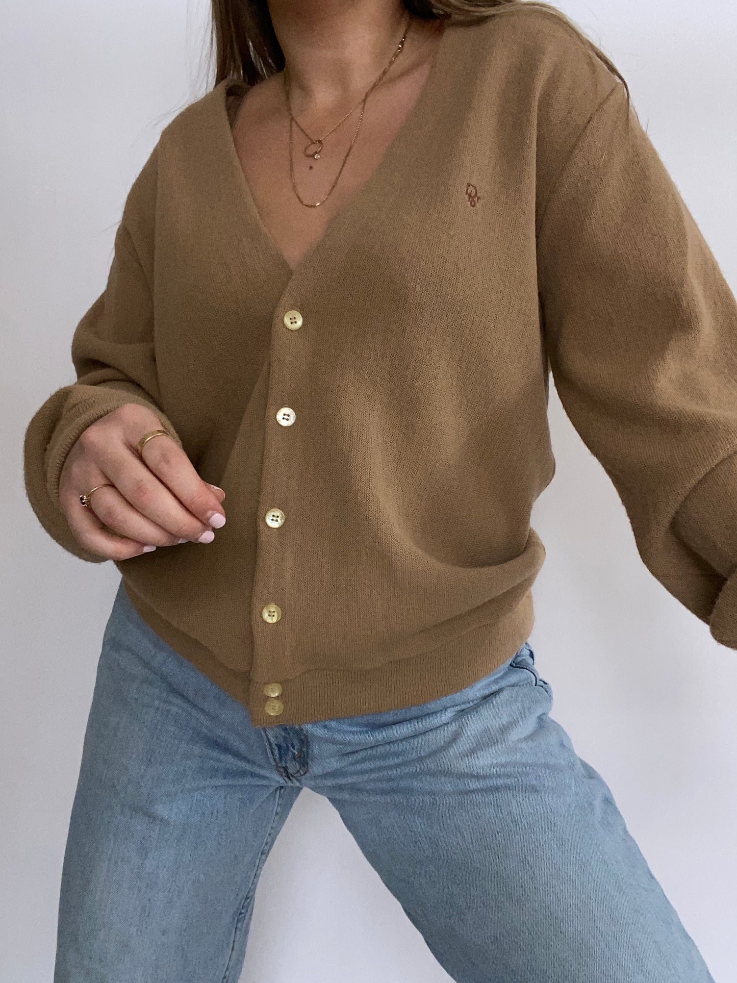 Christian Dior Logo Tan Cardigan Size M/L