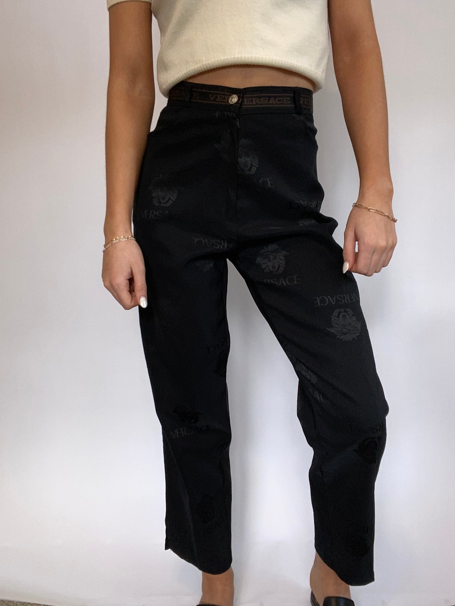 Versace Monogram Logo Trousers Size 29