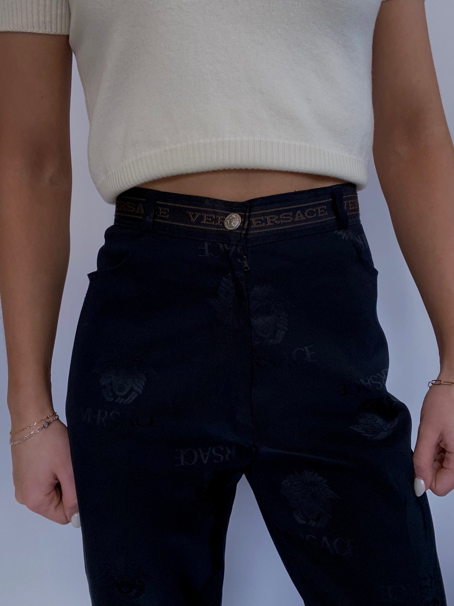 Versace Monogram Logo Trousers Size 29