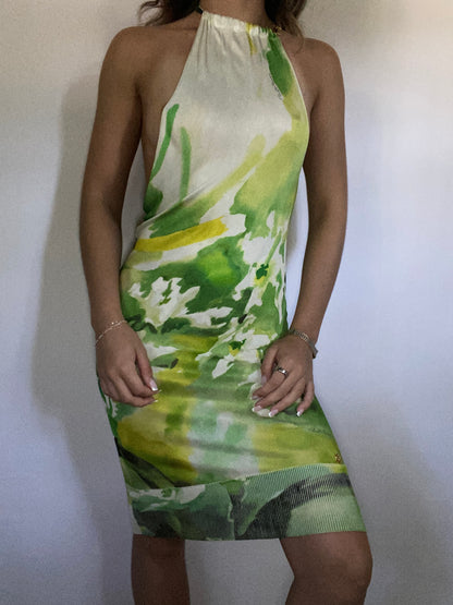 Roberto Cavalli Snake Embellished Halter Dress Size S