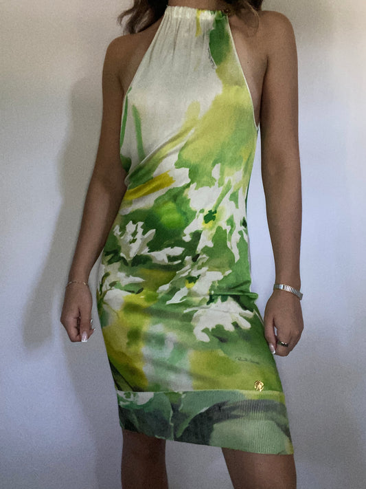 Roberto Cavalli Snake Embellished Halter Dress Size S