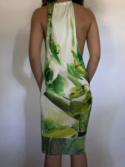Roberto Cavalli Snake Embellished Halter Dress Size S
