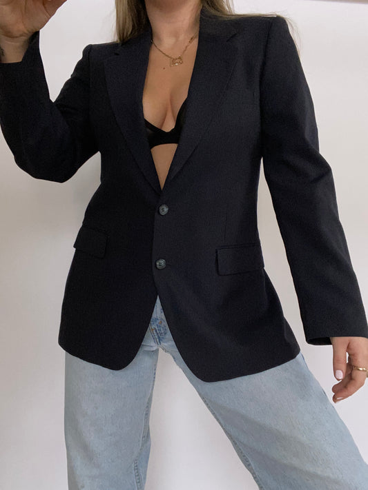 Yves Saint Laurent Pinstriped Navy Blazer Size M