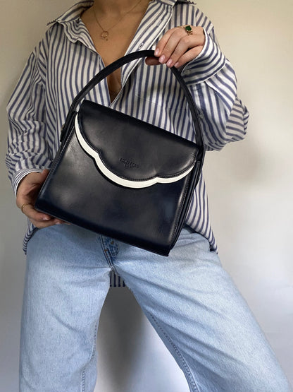 Courrèges Navy Leather Top Handle Bag