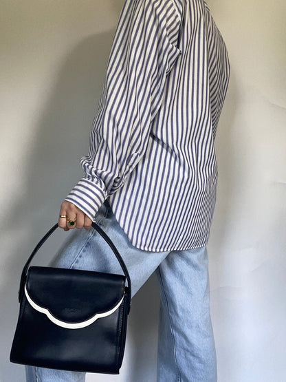 Courrèges Navy Leather Top Handle Bag