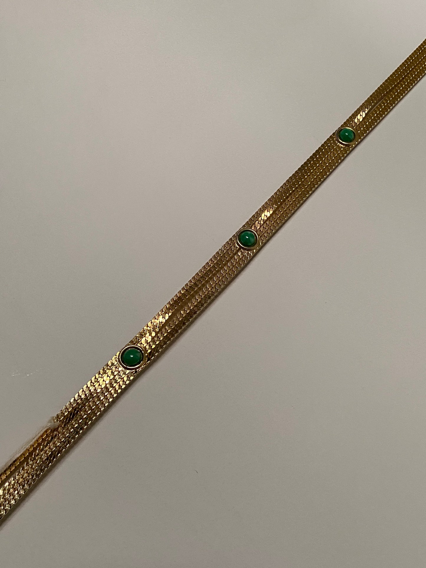 Deadstock Rare Christian Dior Gold Green Cabochon Chain Belt Size S