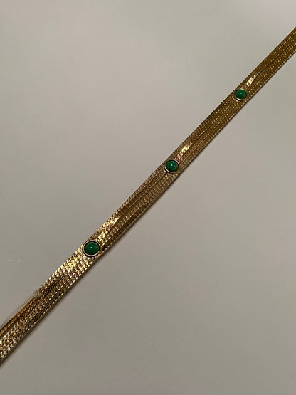 Deadstock Rare Christian Dior Gold Green Cabochon Chain Belt Size S