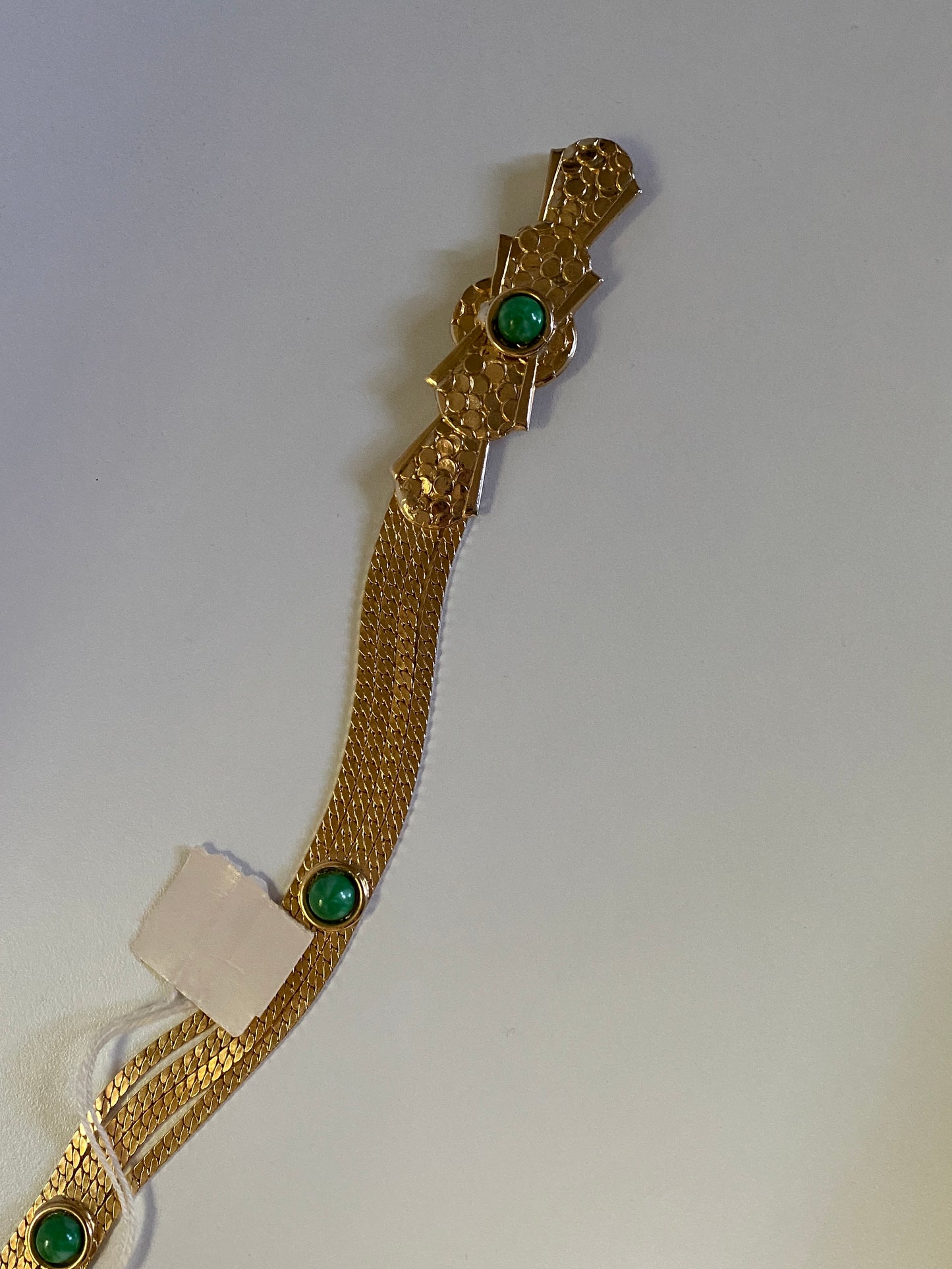Deadstock Rare Christian Dior Gold Green Cabochon Chain Belt Size S