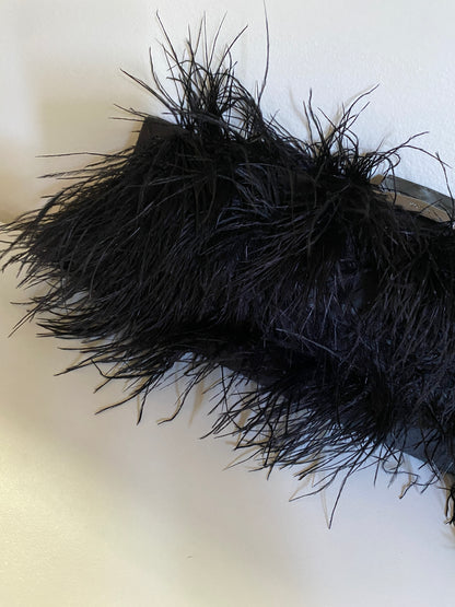 Black Feather Minaudiere Bag