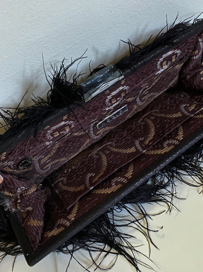 Black Feather Minaudiere Bag