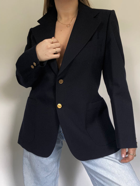Yves Saint Laurent Logo Navy Blazer Size M/L