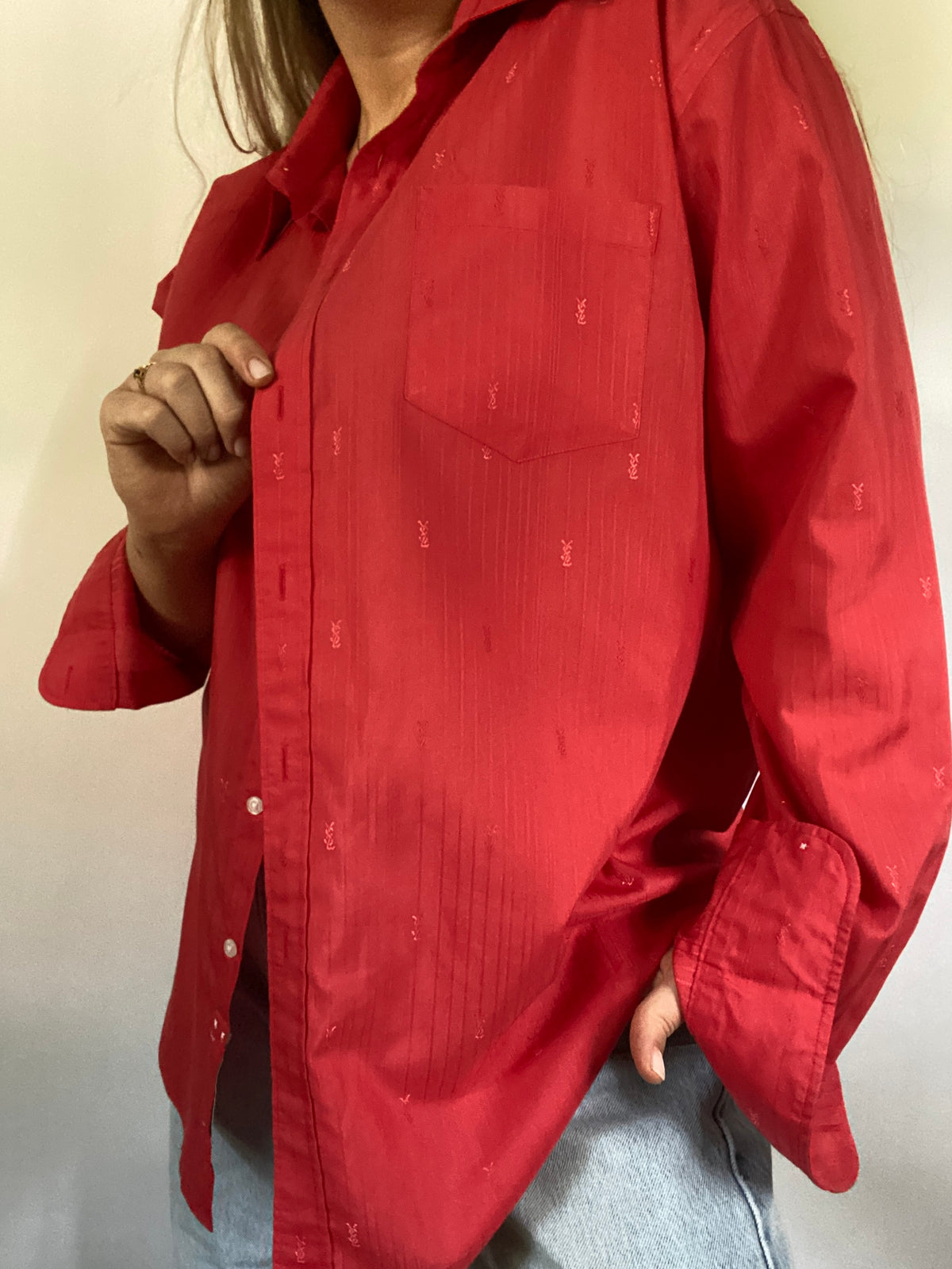 Vintage Yves Saint Laurent Monogram Logo Button Up Size L