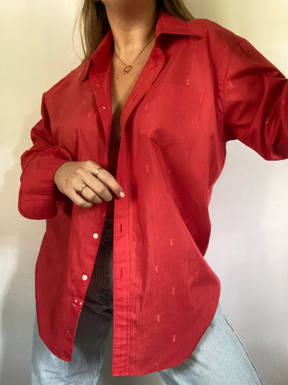Vintage Yves Saint Laurent Monogram Logo Button Up Size L
