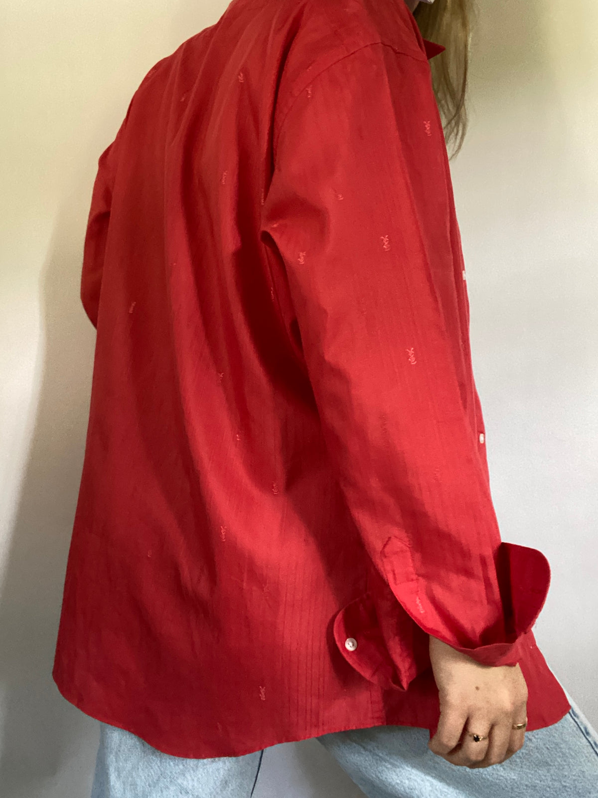 Vintage Yves Saint Laurent Monogram Logo Button Up Size L