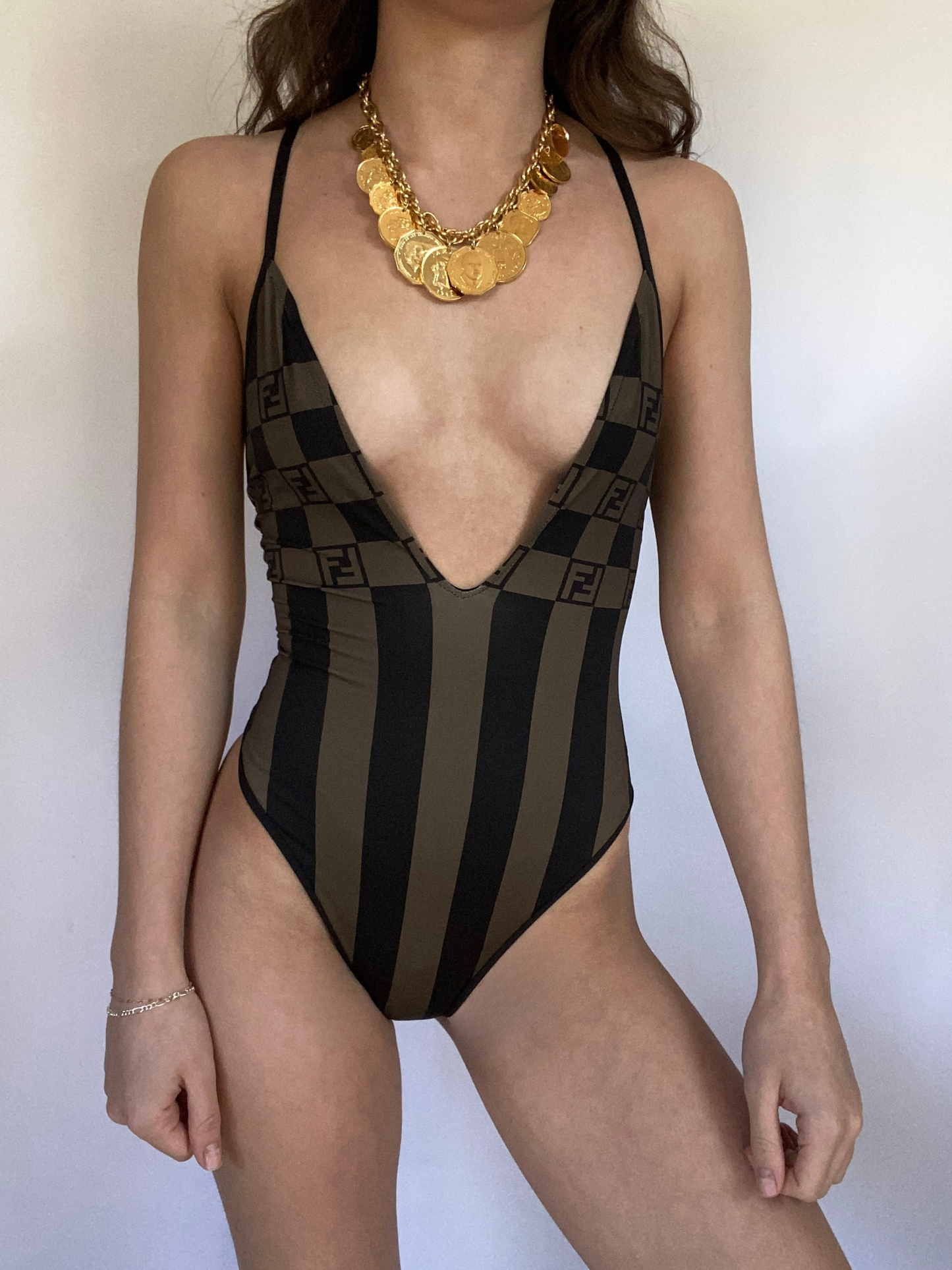 Fendi Logo One Piece Bathing Suit Size XS