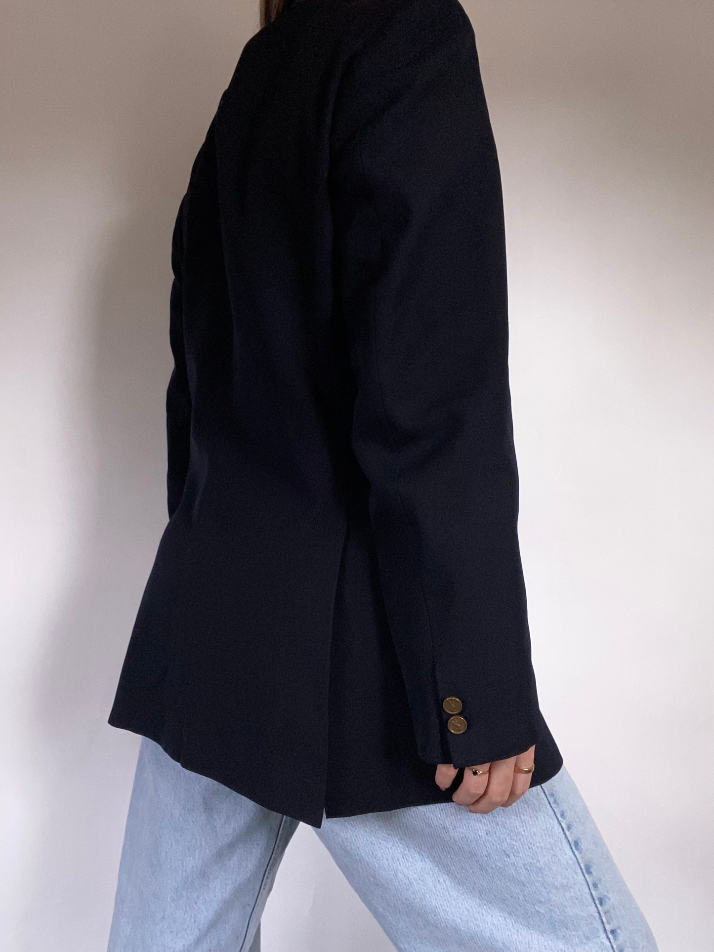 Yves Saint Laurent Logo Navy Blazer Size M