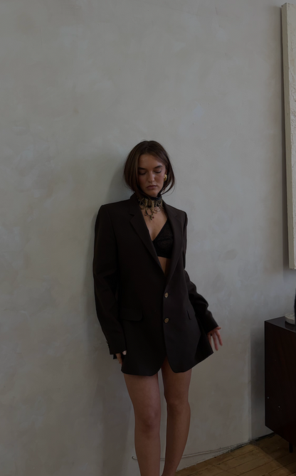 Yves Saint Laurent Logo Brown Blazer Size M